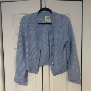 Abercrombie & Fitch Soft Blue Pearl Crew Cardigan
